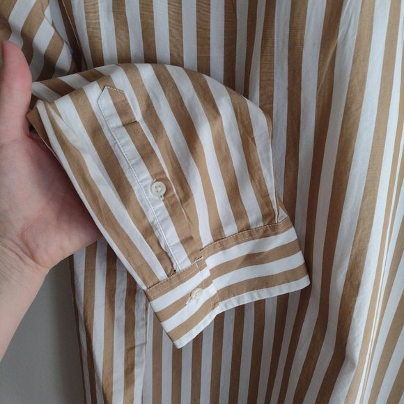 SALE! NWT JCrew Striped Blouse size 14 Latte White Fun Button details - Picture 6 of 11